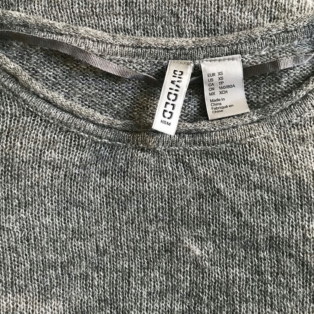 H&M Distressed Ripped Grey Knit Sweater - Picture 4 of 4